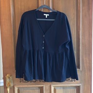 Long sleeve black peplum blouse